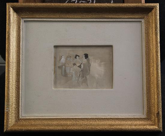 Attributed to Keith Vaughan Figure study, 3.75 x 5in.